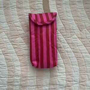 Baggu red/pink stripe glasses case